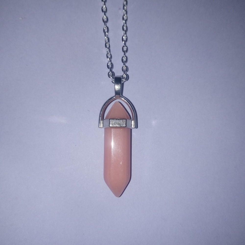 pink glow in the dark crystal necklace